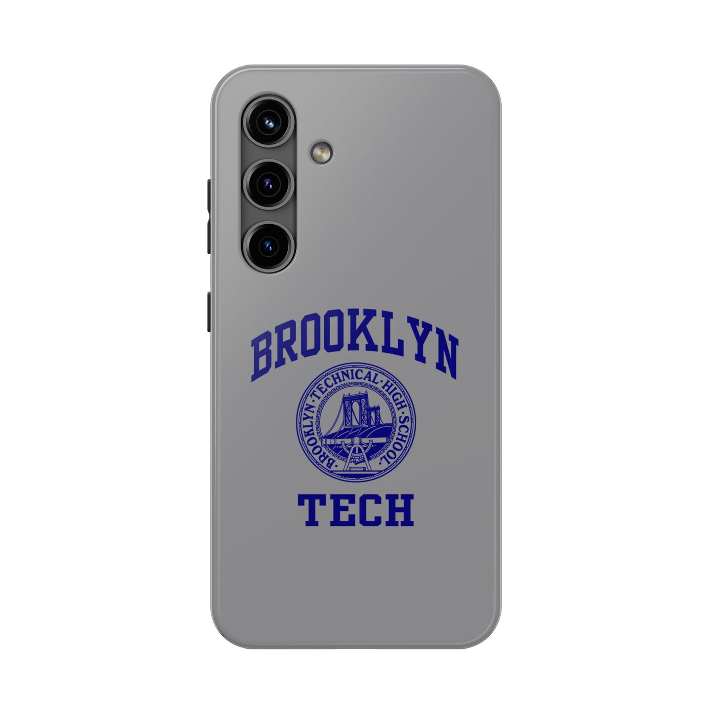 Brooklyn Tech Classic Logo - Tough Phone Case - Grey with Navy-Blue graphics