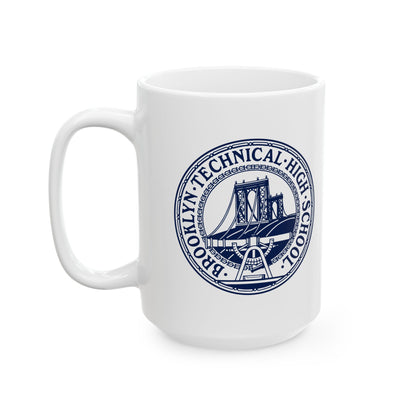 Stacked Logo & Classic Tech Logo - Ceramic Mug, (11oz, 15oz) - Navy