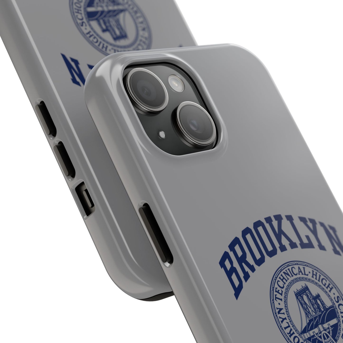Classic Logo with Brooklyn Tech - Tough Phone Case - Grey with Navy-Blue graphics