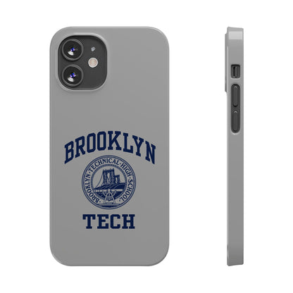 Brooklyn Tech Slim Phone Case - Grey with Navy-Blue Logo