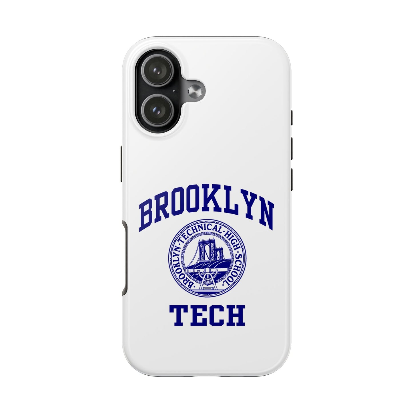 Brooklyn Tech Classic Logo - Tough Phone Cases - White with navy-blue graphic