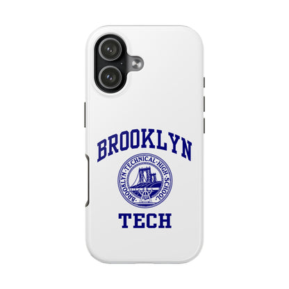 Brooklyn Tech Classic Logo - Tough Phone Cases - White with navy-blue graphic