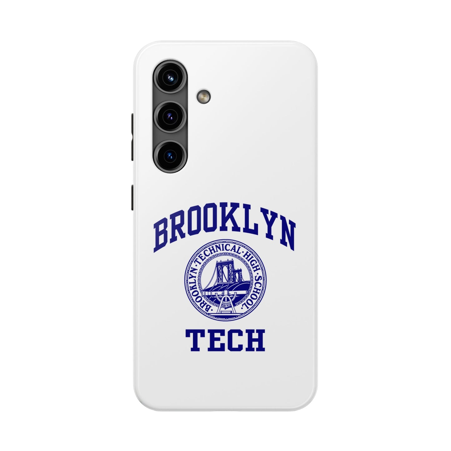 Brooklyn Tech Classic Logo - Tough Phone Cases - White with navy-blue graphic