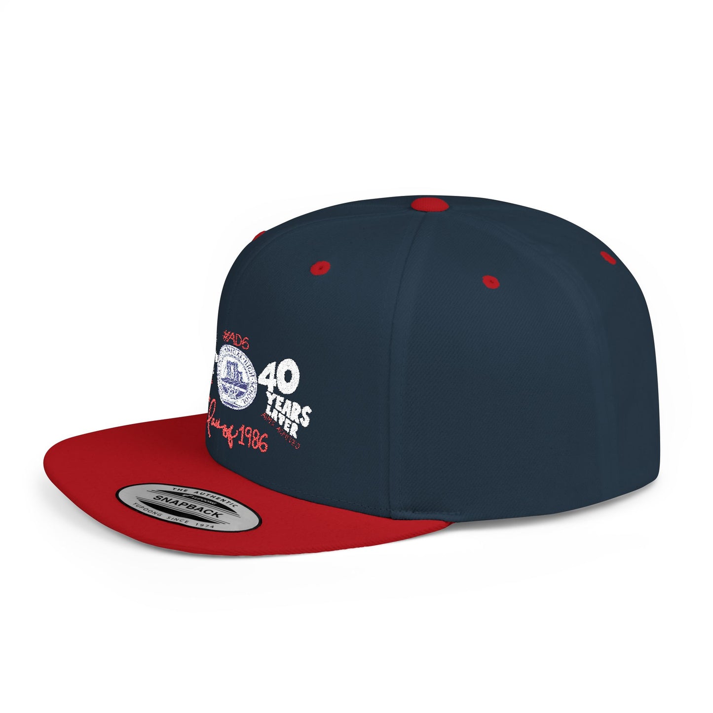 Class of 1986 40th Reunion Flat Bill Snapback Hat - White logo
