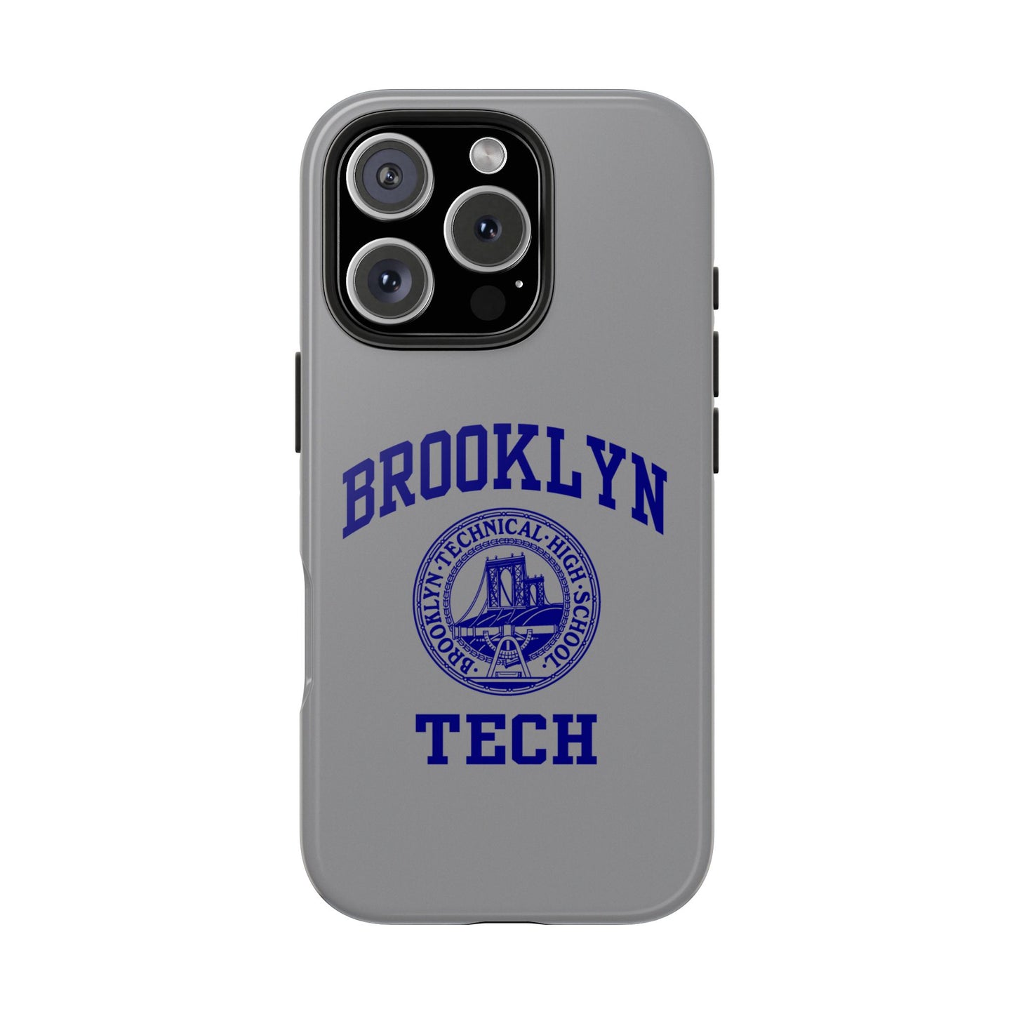 Brooklyn Tech Classic Logo - Tough Phone Case - Grey with Navy-Blue graphics