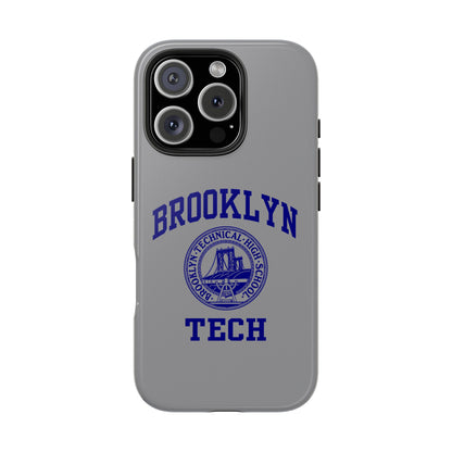 Brooklyn Tech Classic Logo - Tough Phone Case - Grey with Navy-Blue graphics