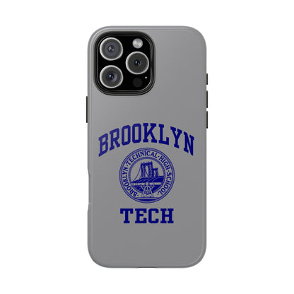 Brooklyn Tech Classic Logo - Tough Phone Case - Grey with Navy-Blue graphics