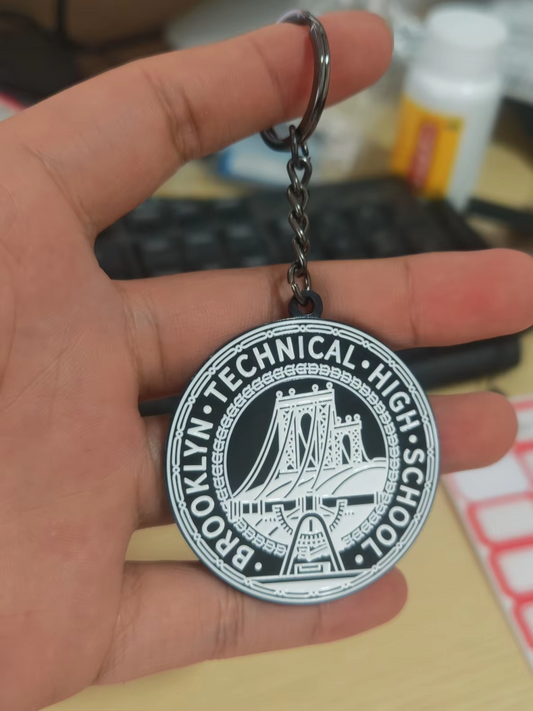 Homecoming Item: Black & White Classic Tech Logo Keychain