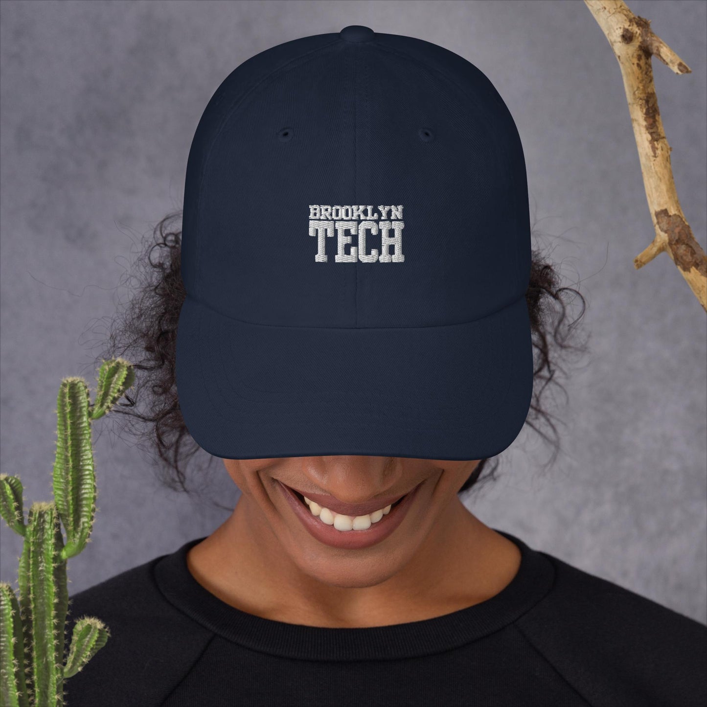 Embroidered Dad Hat - Brooklyn Tech - Navy With White Font