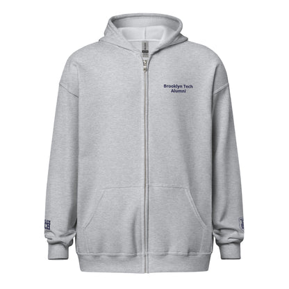 Embroidered - Brooklyn Tech Alumni unisex heavy blend zip hoodie - navy blue logos