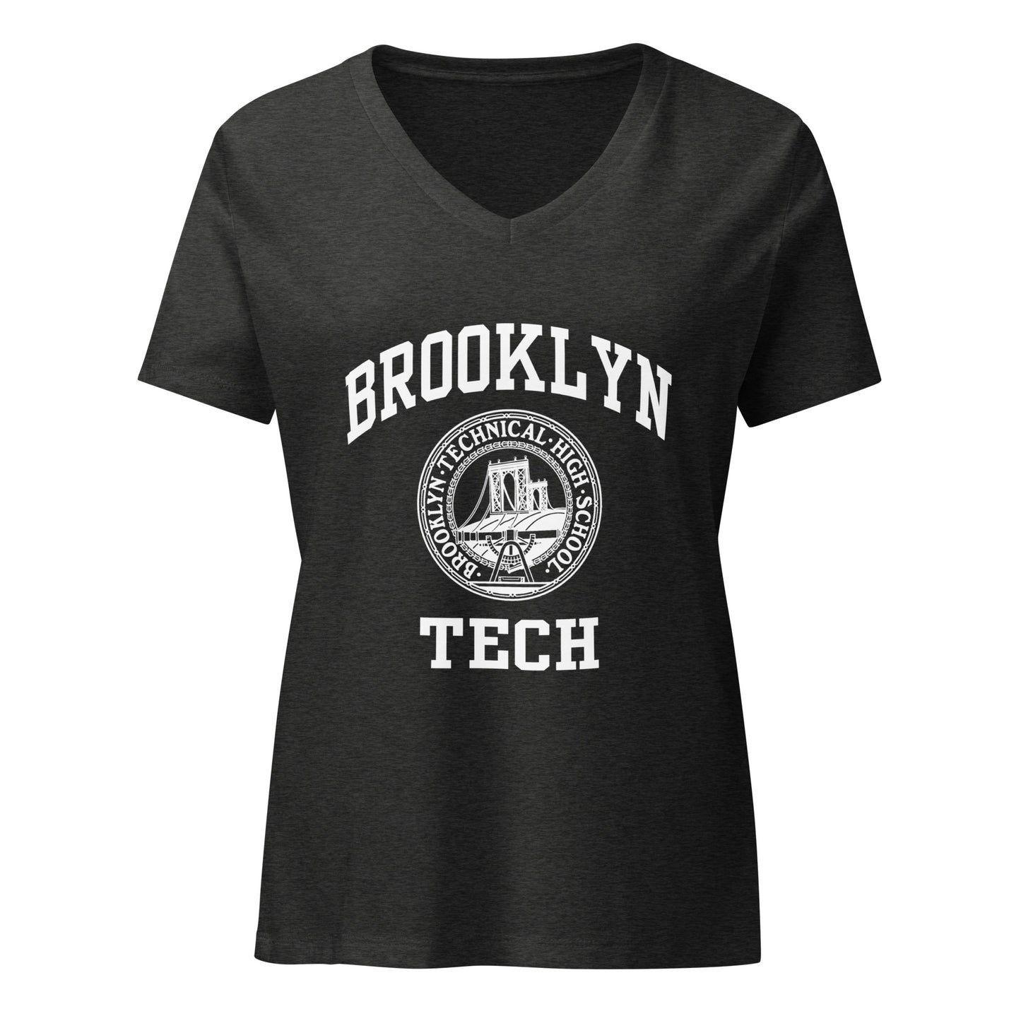 Brooklyn Tech Classic Logo - Ladies Relaxed V-Neck T-Shirt - White Logo