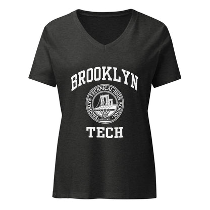 Brooklyn Tech Classic Logo - Ladies Relaxed V-Neck T-Shirt - White Logo