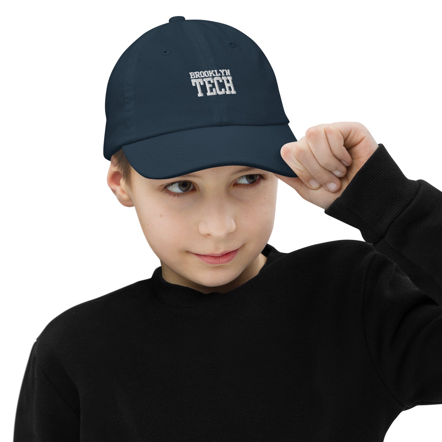 Brooklyn Tech Youth Baseball Cap - Navy With White Graphics